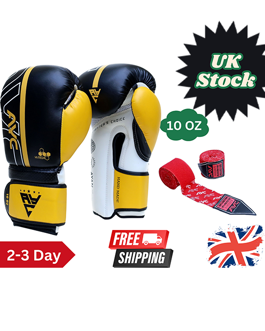 Yellow Cow Hide Leather Boxing Gloves