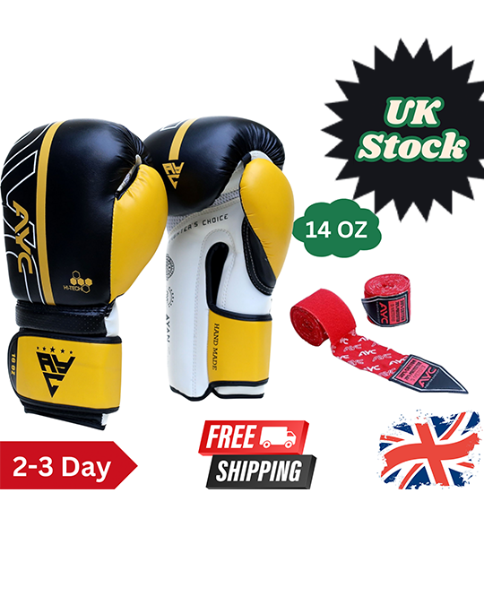 Gold Yellow-Black Boxing Gloves