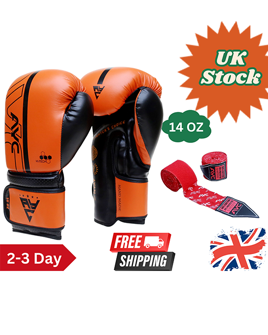 Vibrant Orange-Black Boxing Gloves