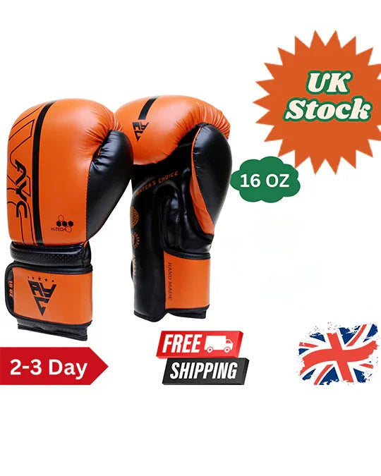Vibrant Orange-Black Boxing Gloves