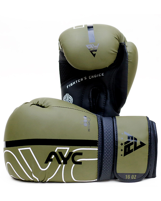 Green Cow Hide Leather Boxing Gloves