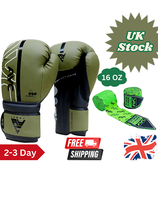 Green Cow Hide Leather Boxing Gloves