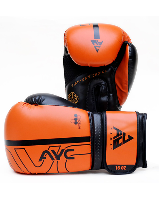 Vibrant Orange-Black Boxing Gloves