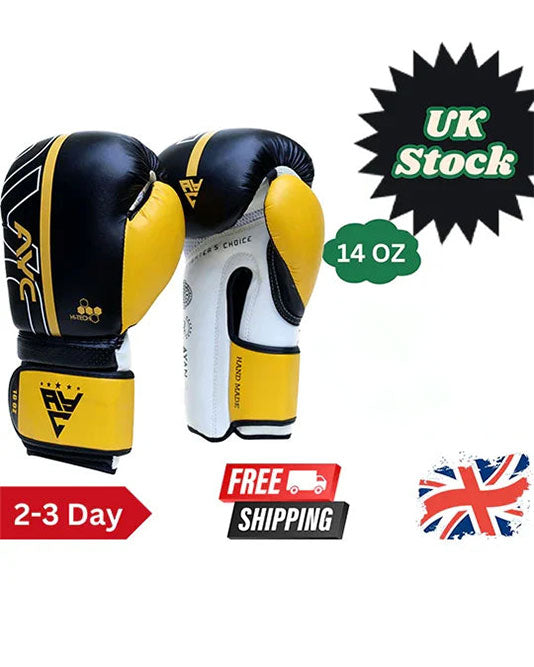 Gold Yellow-Black Boxing Gloves